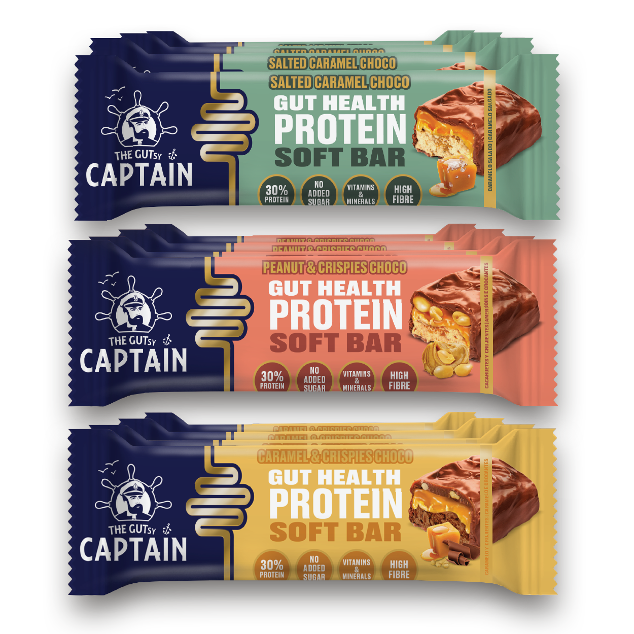 Barras Proteicas - Pack Multisabor 12x45g (GUTsy Captain GUT HEALTH & PROTEIN SOFT BAR)