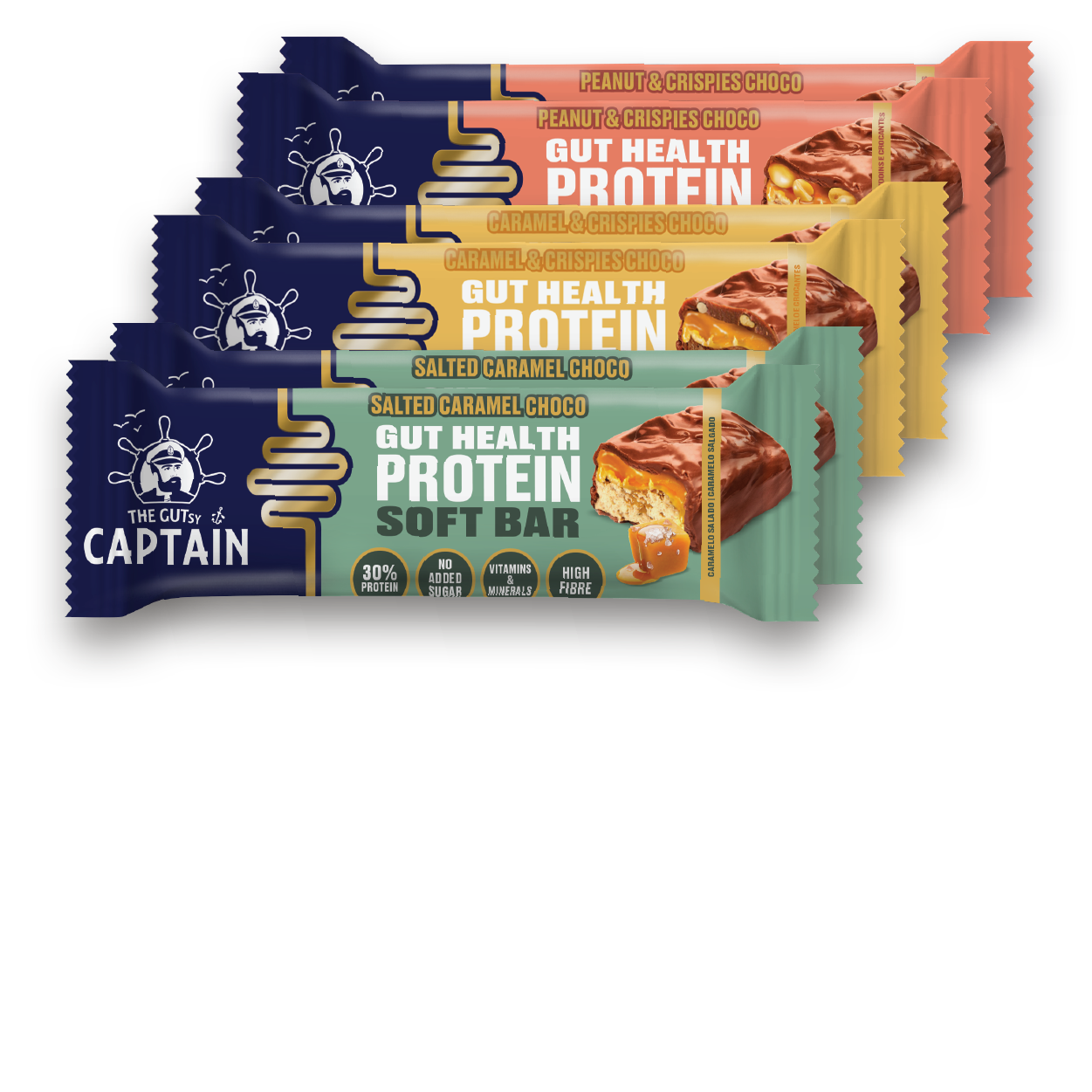 Barras Proteicas - Pack Prueba Multisabor 6x45g (GUTsy Captain GUT HEALTH & PROTEIN SOFT BAR)