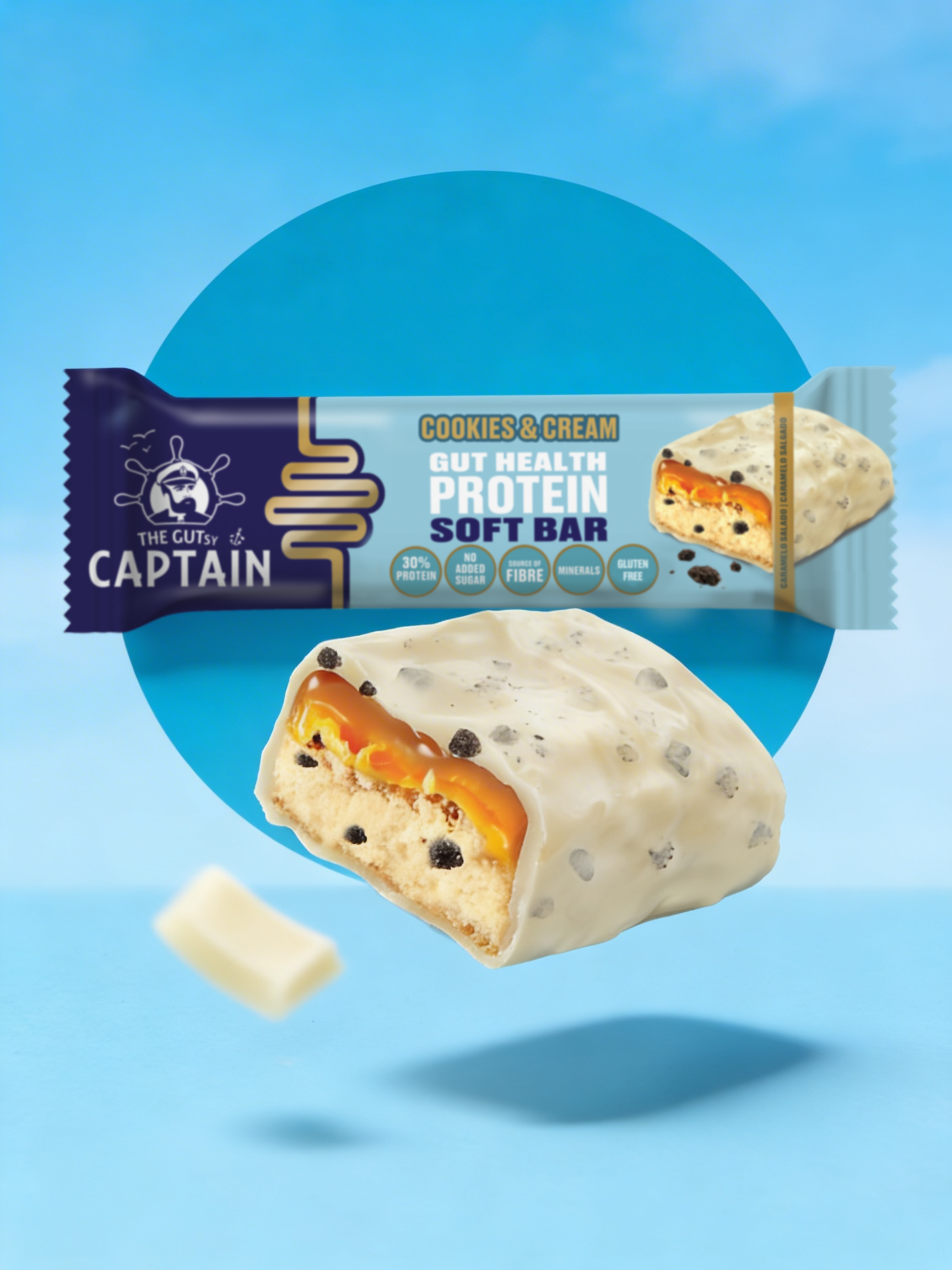 Barras Proteicas Cookies & Cream  12x45g (GUTsy Captain GUT HEALTH & PROTEIN SOFT BAR)