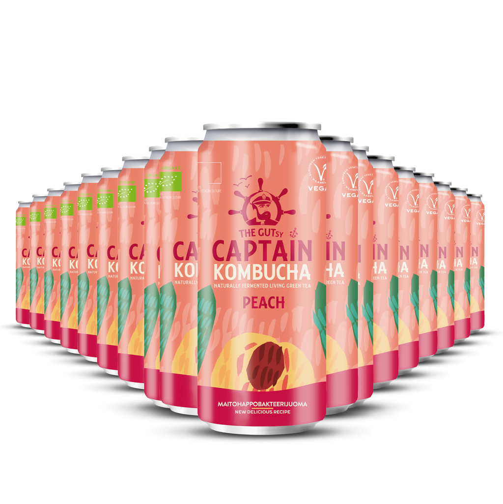 GUTsy Captain Kombucha Peach Lata 20x250mL