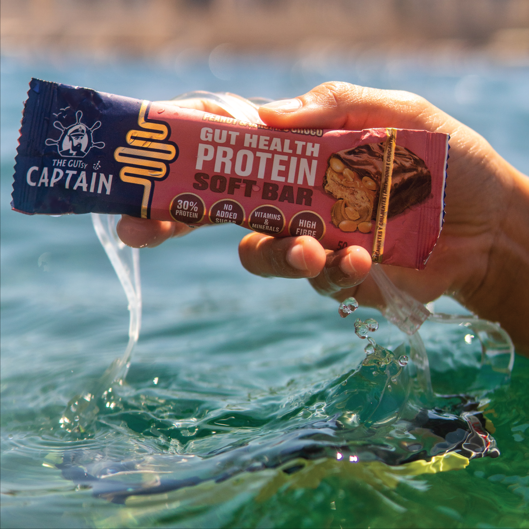 Barras Proteicas - Chocolate con Cacahuetes y Crujientes 12x45g (GUTsy Captain GUT HEALTH & PROTEIN SOFT BAR)