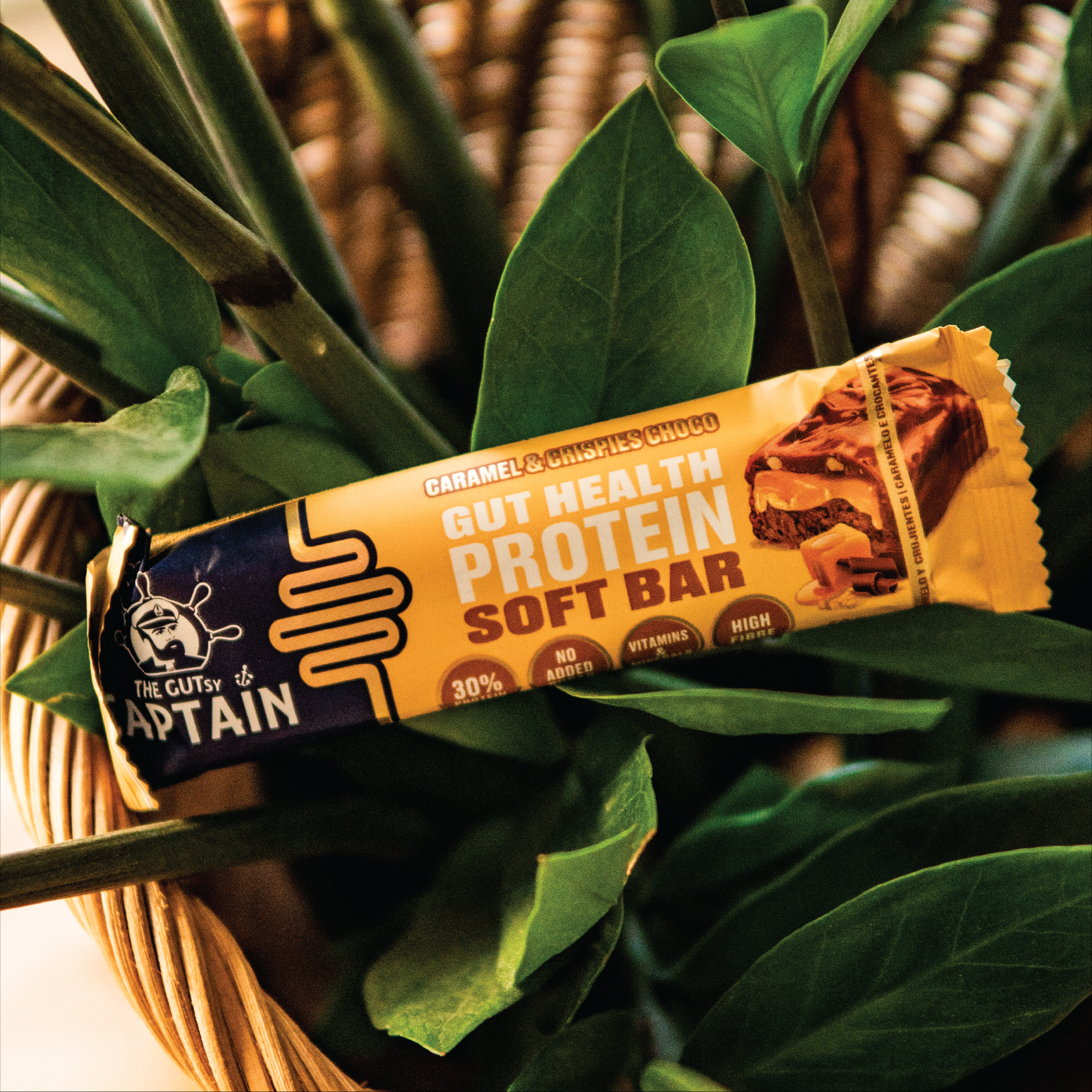 Barras Proteicas - Chocolate con Caramelo y Crujientes 12x45g (GUTsy Captain GUT HEALTH & PROTEIN SOFT BAR)