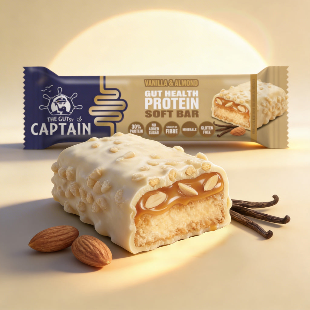 Barras Proteicas - Chocolate Blanco y Almendra 20x45g (GUTsy Captain GUT HEALTH & PROTEIN SOFT BAR)
