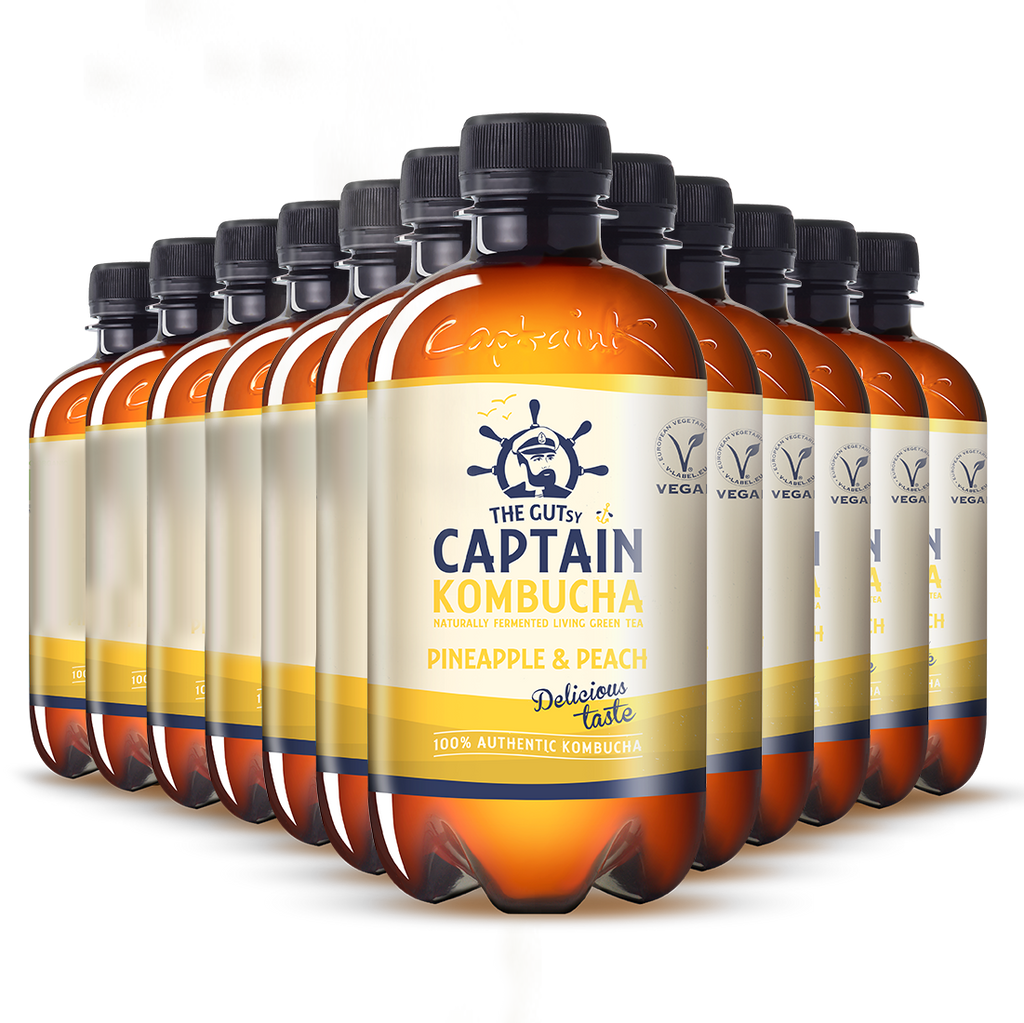GUTsy Captain Kombucha Piña y Melocotón 12x400mL